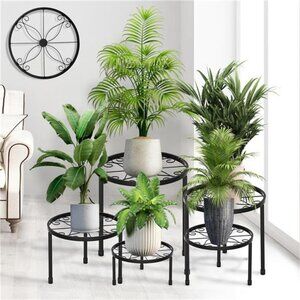 5-Pack Metal Plant Stands for Outdoor Indoor, Anti-Rust Iron Flower Pot